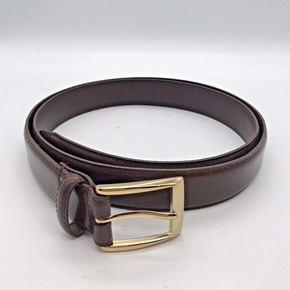 JoS. A. BANK Brown Genuine Leather Belt Men's Size 42 inch Gold Buckle 3702-200